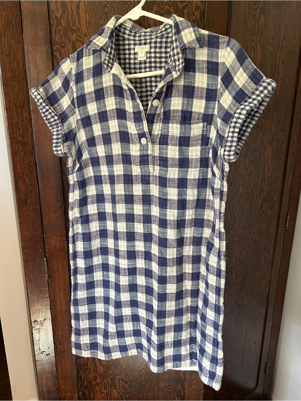J. Crew Blue Gingham Gauze Cotton Dress